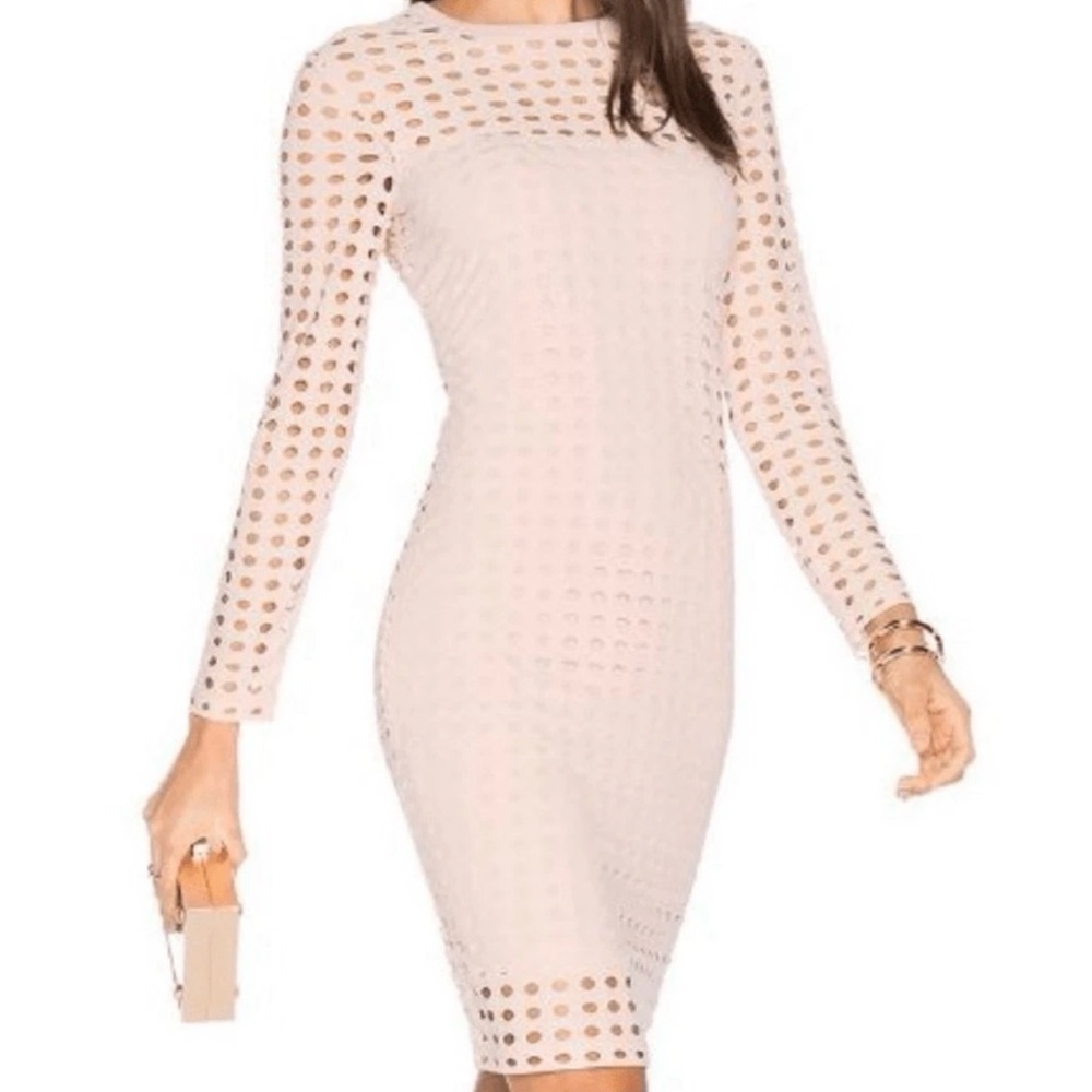 T by Alexander Wang Laser Cut Out Dress.  Blush Pink Long Sleeve Dress